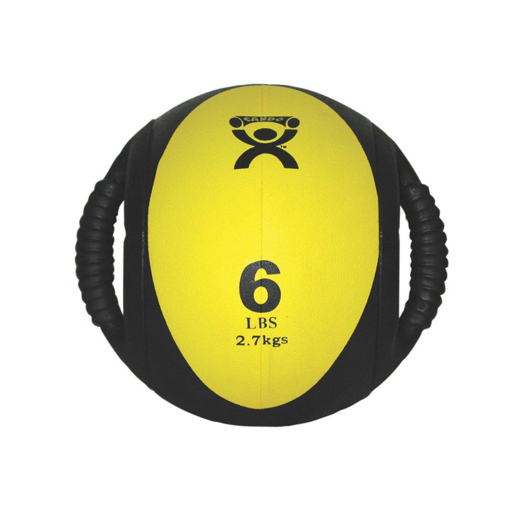 Cando Dual Handle Medicine Ball, 9 In. Diameter, 5 Piece Set, Yellow/Red/Green/Blue/Black