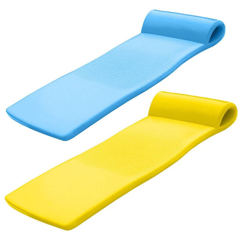 TRC Recreation Sunsation Foam Raft Lounger Pool Floats, Bahama Blue &amp; Yellow