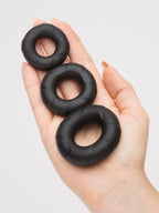Lovehoney Ultra Thick Silicone Cock Ring Set (3 Count), Black