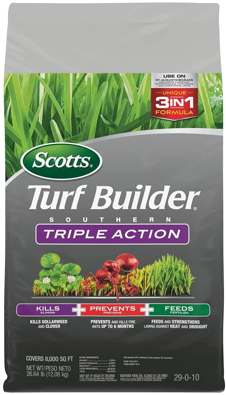 scotts turf builder southern triple action - combination weed killer, fire ant preventer, and fertilizer, 26.64 lbs., 8,000 sq. ft.