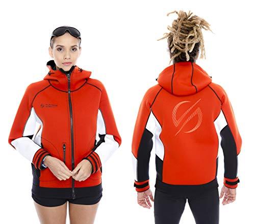 Platinum Sun Unisex PRO Neoprene Jacket Wetsuit Hoodie - Waterproof Wind Sailing Fishing Surf Jackets for Men and Women (Red, L)