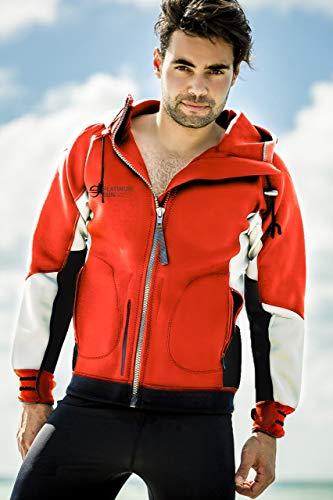 Platinum Sun Unisex PRO Neoprene Jacket Wetsuit Hoodie - Waterproof Wind Sailing Fishing Surf Jackets for Men and Women (Red, L)