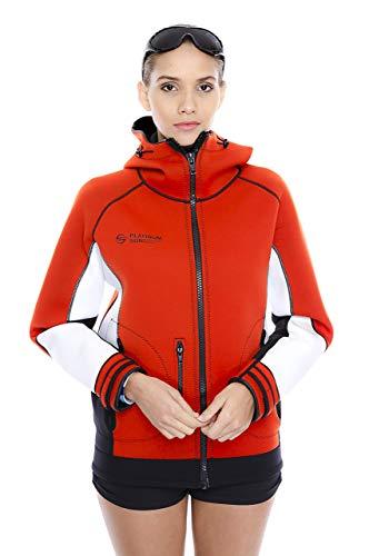 Platinum Sun Unisex PRO Neoprene Jacket Wetsuit Hoodie - Waterproof Wind Sailing Fishing Surf Jackets for Men and Women (Red, L)