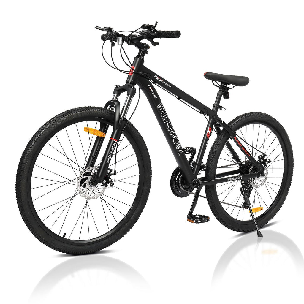 PEXMOR 27.5" Mountain Bike, 27 Speed Outdoor Cycling Road Bike, with Aluminum Alloy Frame, Black/Red