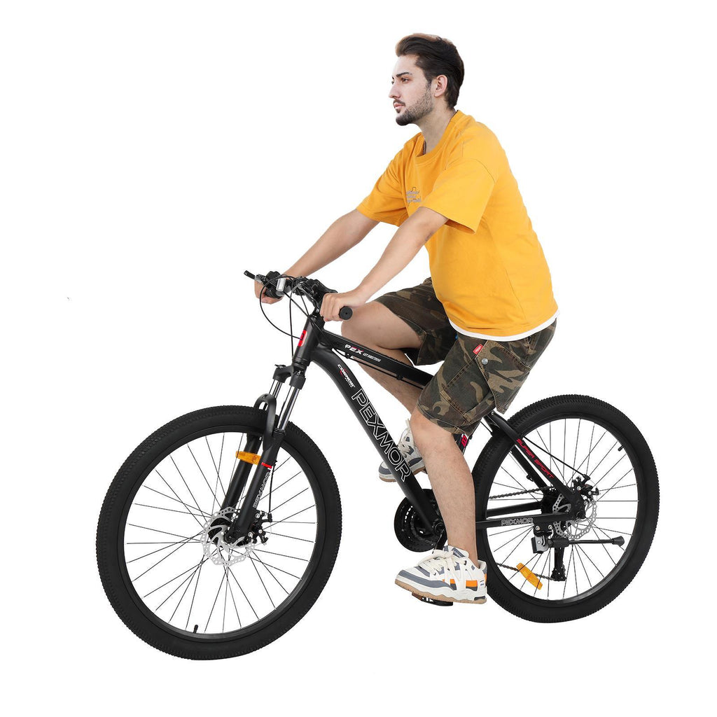 PEXMOR 27.5" Mountain Bike, 27 Speed Outdoor Cycling Road Bike, with Aluminum Alloy Frame, Black/Red
