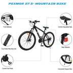 PEXMOR 27.5" Mountain Bike, 27 Speed Outdoor Cycling Road Bike, with Aluminum Alloy Frame, Black/Red
