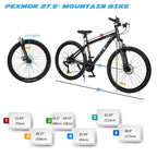 PEXMOR 27.5" Mountain Bike, 27 Speed Outdoor Cycling Road Bike, with Aluminum Alloy Frame, Black/Red