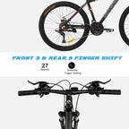 PEXMOR 27.5" Mountain Bike, 27 Speed Outdoor Cycling Road Bike, with Aluminum Alloy Frame, Black/Red