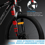 PEXMOR 27.5" Mountain Bike, 27 Speed Outdoor Cycling Road Bike, with Aluminum Alloy Frame, Black/Red