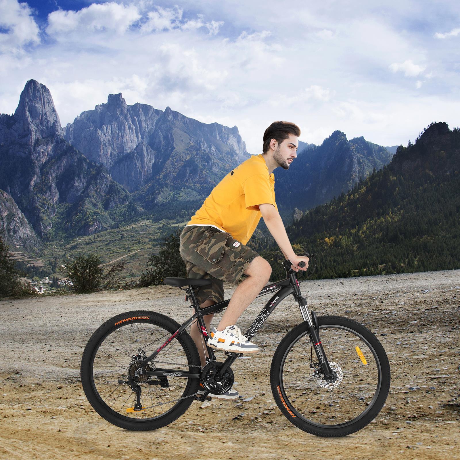 PEXMOR 27.5" Mountain Bike, 27 Speed Outdoor Cycling Road Bike, with Aluminum Alloy Frame, Black/Red
