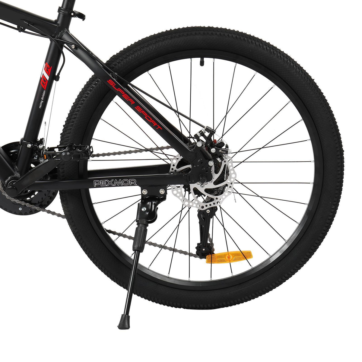 PEXMOR 26" Mountain Bike, 27 Speed Outdoor Cycling Road Bike, with Aluminum Alloy Frame, Black/Red