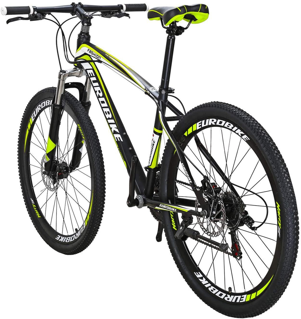 Eurobike Mountain Bike 21 Speed 27.5 Inch Wheels Shock Absorption Front Fork Dual Disc Brakes for Mens Bicycle