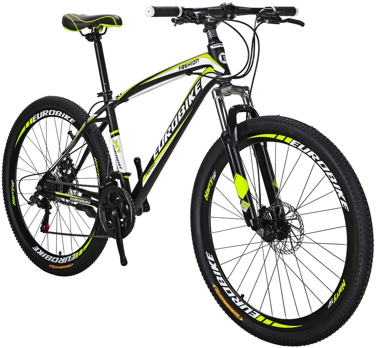 Eurobike Mountain Bike 21 Speed 27.5 Inch Wheels Shock Absorption Front Fork Dual Disc Brakes for Mens Bicycle