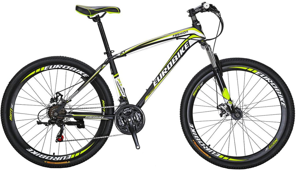 Eurobike Mountain Bike 21 Speed 27.5 Inch Wheels Shock Absorption Front Fork Dual Disc Brakes for Mens Bicycle