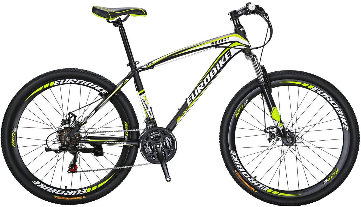 Eurobike Mountain Bike 21 Speed 27.5 Inch Wheels Shock Absorption Front Fork Dual Disc Brakes for Mens Bicycle