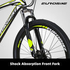 Eurobike Mountain Bike 21 Speed 27.5 Inch Wheels Shock Absorption Front Fork Dual Disc Brakes for Mens Bicycle