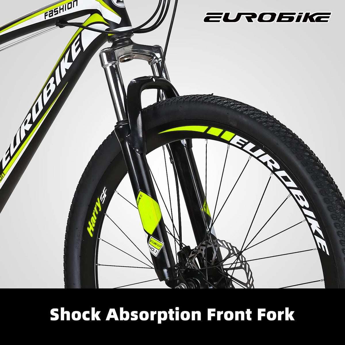 Eurobike Mountain Bike 21 Speed 27.5 Inch Wheels Shock Absorption Front Fork Dual Disc Brakes for Mens Bicycle