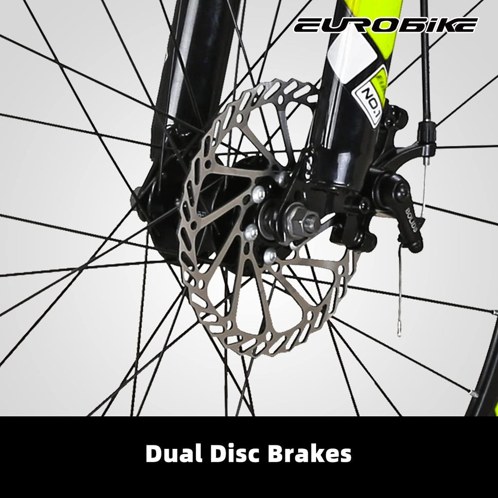 Eurobike Mountain Bike 21 Speed 27.5 Inch Wheels Shock Absorption Front Fork Dual Disc Brakes for Mens Bicycle