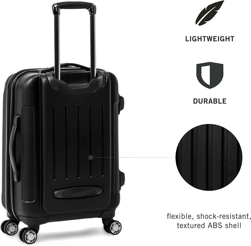 Renegade 20” Carry-On Luggage Lightweight Hardside Expandable 8-Wheel Spinner Travel Cabin Suitcase, Black, inch