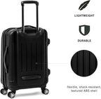 Renegade 20” Carry-On Luggage Lightweight Hardside Expandable 8-Wheel Spinner Travel Cabin Suitcase, Black, inch