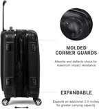 Renegade 20” Carry-On Luggage Lightweight Hardside Expandable 8-Wheel Spinner Travel Cabin Suitcase, Black, inch