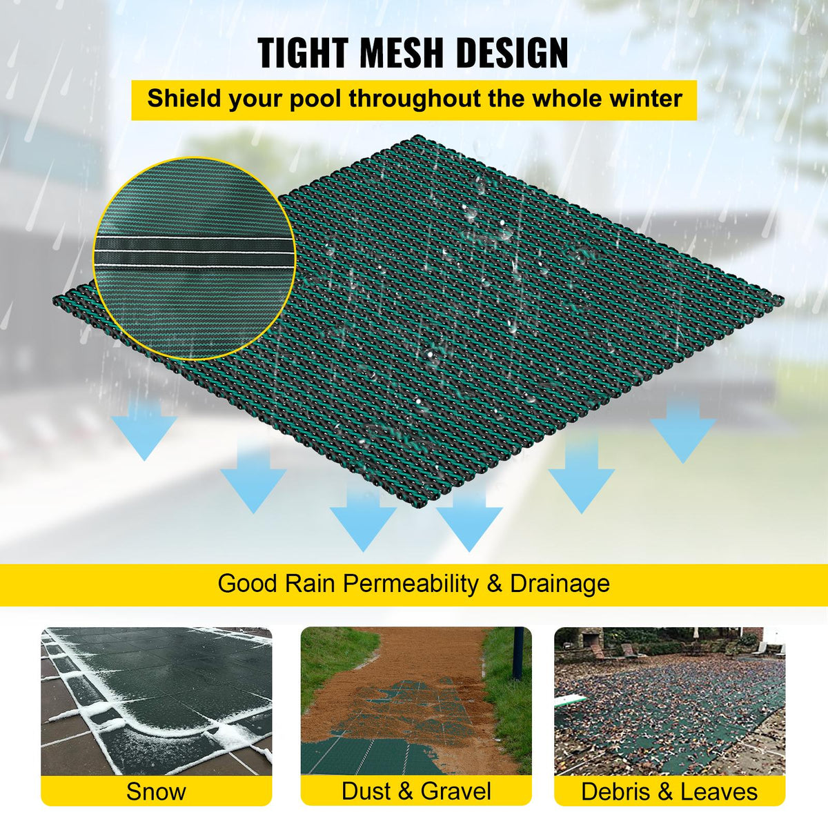 vevor safety pool cover - rectangle optional center end step swmming pond