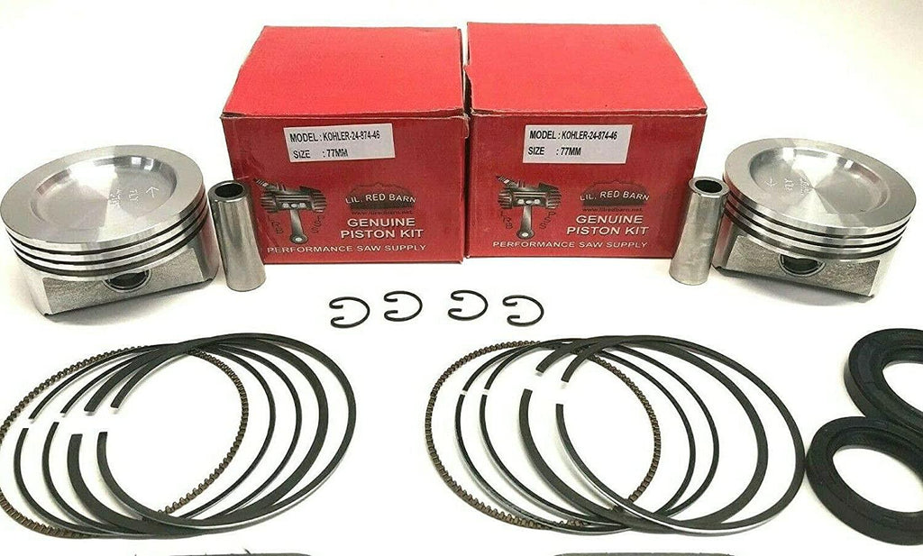 overhaul kit includes pistons with rings, gasket set, crankcase sealer, crankshaft seals compatible with kohler engines ch18, ch20, ch22, cv18, cv20, cv22, ch620, ch630, ch640, ch641, cv620 77mm