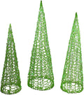 Hofert Set of 3 Green LED Lighted Cone Tree Christmas Outdoor Decoration