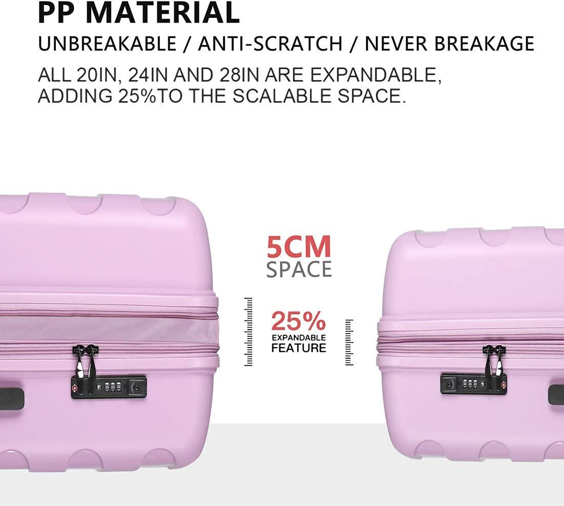 Anti-scratch PP Material Hardside Spinner luggage, 28inch Expansion luggage, Wear-resistant, Lightweight Spinner Expandable Suitcase Luggage with Wheels