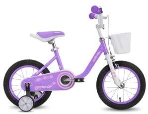 CYCMOTO Flower Girls Bike for Toddlers and Kids with Basket &amp; Bell, 14" &amp; 16" Kids Bike with Training Wheels for A3-6 Years Child (Blue Purple Teal Pink)
