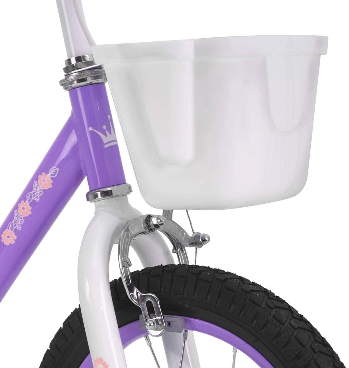 CYCMOTO Flower Girls Bike for Toddlers and Kids with Basket &amp; Bell, 14" &amp; 16" Kids Bike with Training Wheels for A3-6 Years Child (Blue Purple Teal Pink)