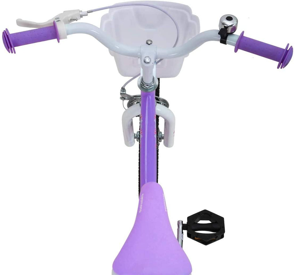 CYCMOTO Flower Girls Bike for Toddlers and Kids with Basket &amp; Bell, 14" &amp; 16" Kids Bike with Training Wheels for A3-6 Years Child (Blue Purple Teal Pink)