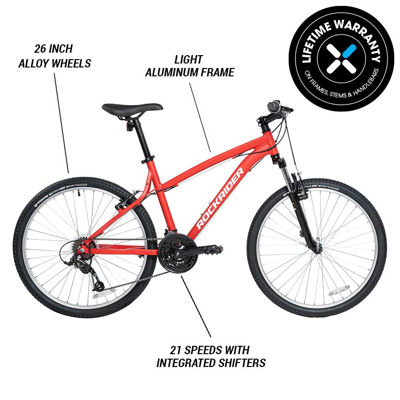 Decathlon Rockrider ST50 Aluminum Mountain Bike, 26", Red, Large