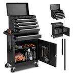 Rolling Tool Chest, 2-in-1 , 5 Drawers Tool Cabinet Organizer with Detachable Top Metal Toolbox, Lock Bar, Protective Liner, and Tools Rack, GaraStoraCabinet for Warehouse, Workshop