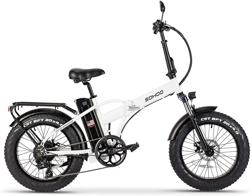 SOHOO 48V500W13AH 20" x4.0 Folding Fat Tire E-Bike Mountain Electric Bicycle Beach Cruiser Snow Bike