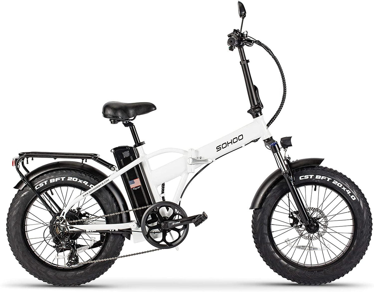 SOHOO 48V500W13AH 20" x4.0 Folding Fat Tire E-Bike Mountain Electric Bicycle Beach Cruiser Snow Bike