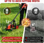 20000 RPM Electric Weed Wacker with Wheel,12″ Brushless Cordless Weed Eater Battery Powered, 4-in-1 Brush Cutter/String Trimmer/Grass Edger Tool/Lawn Mower, Stringless Weed Trimmer,5 Blade,2 Battery