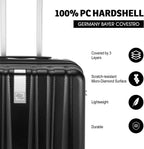Lightweight Hardside Checked-Medium Luggage with 8 Spinner Silent Wheels, Travel Luggage, Rolling Suitcase TSA Approved, Black, 24-Inch