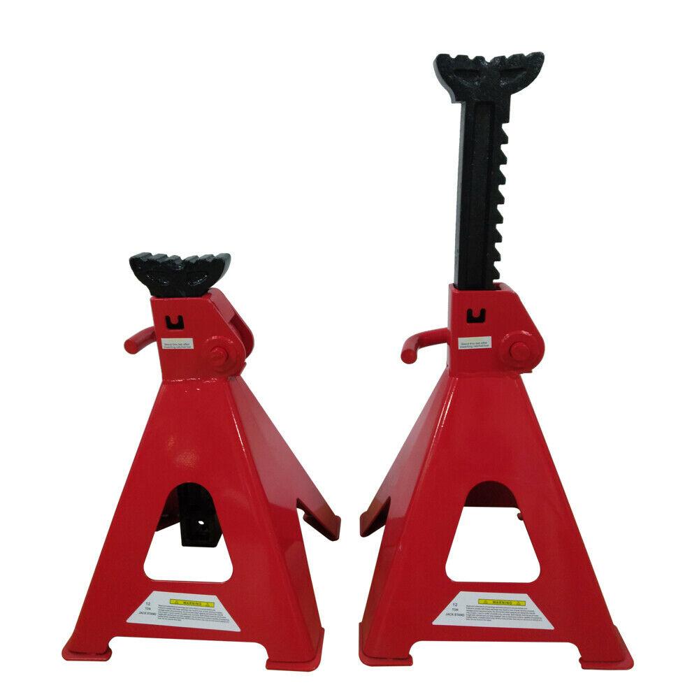 1 Pair of 12 Ton Jack Stands Truck Car Emergency Lift Tool Red Q235 Steel
