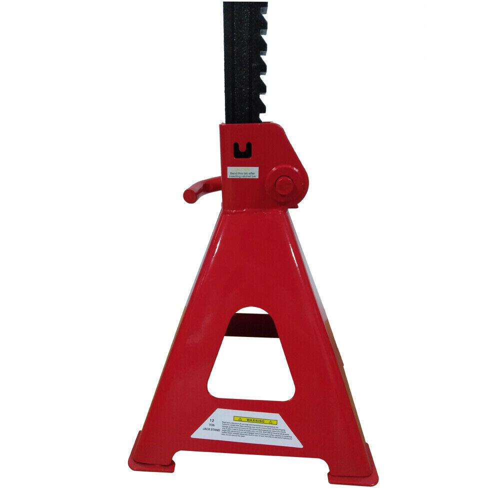 1 Pair of 12 Ton Jack Stands Truck Car Emergency Lift Tool Red Q235 Steel