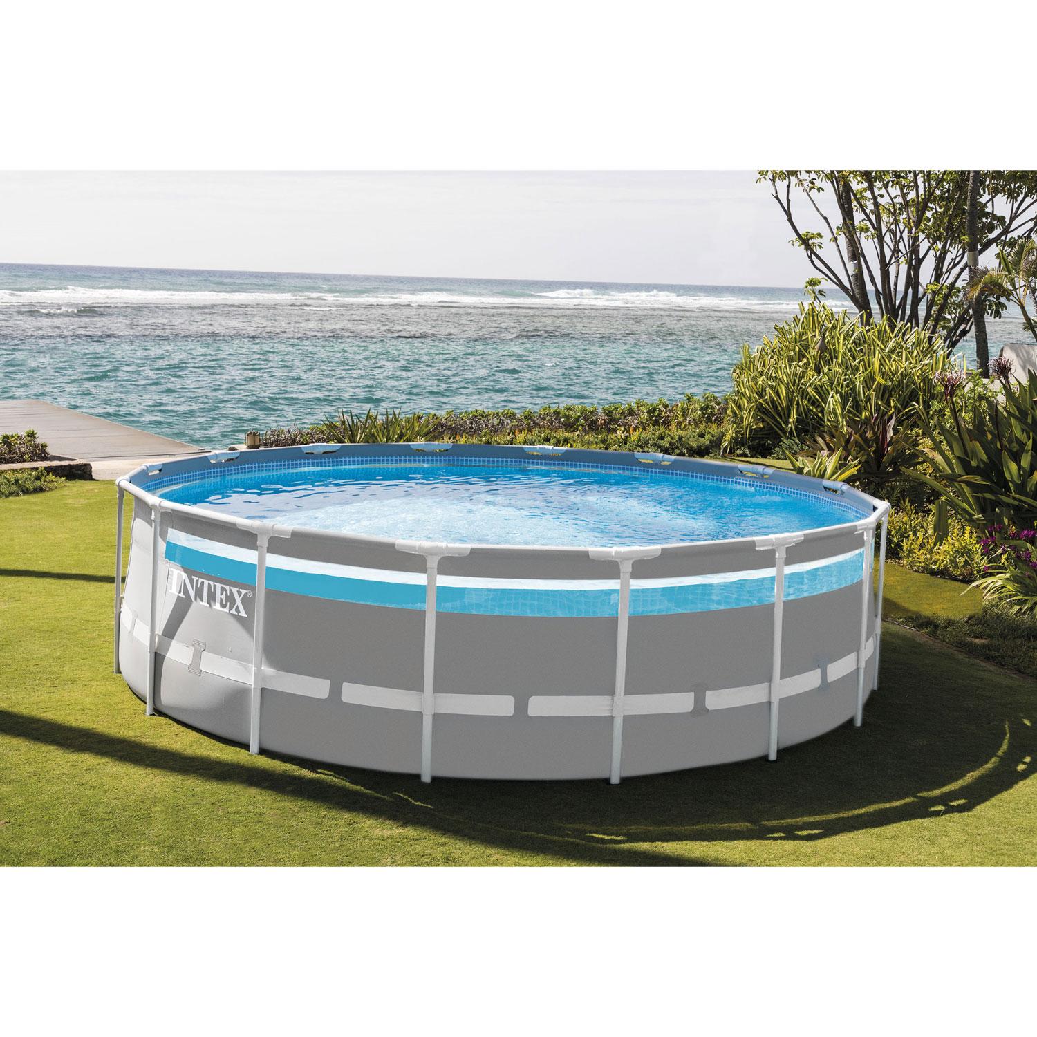 26729EH 16 Foot by 48 Inch Clearview Prism Frame Above Ground Swimming Pool with Filter Pump, Ladder, Cover, Ground Cloth