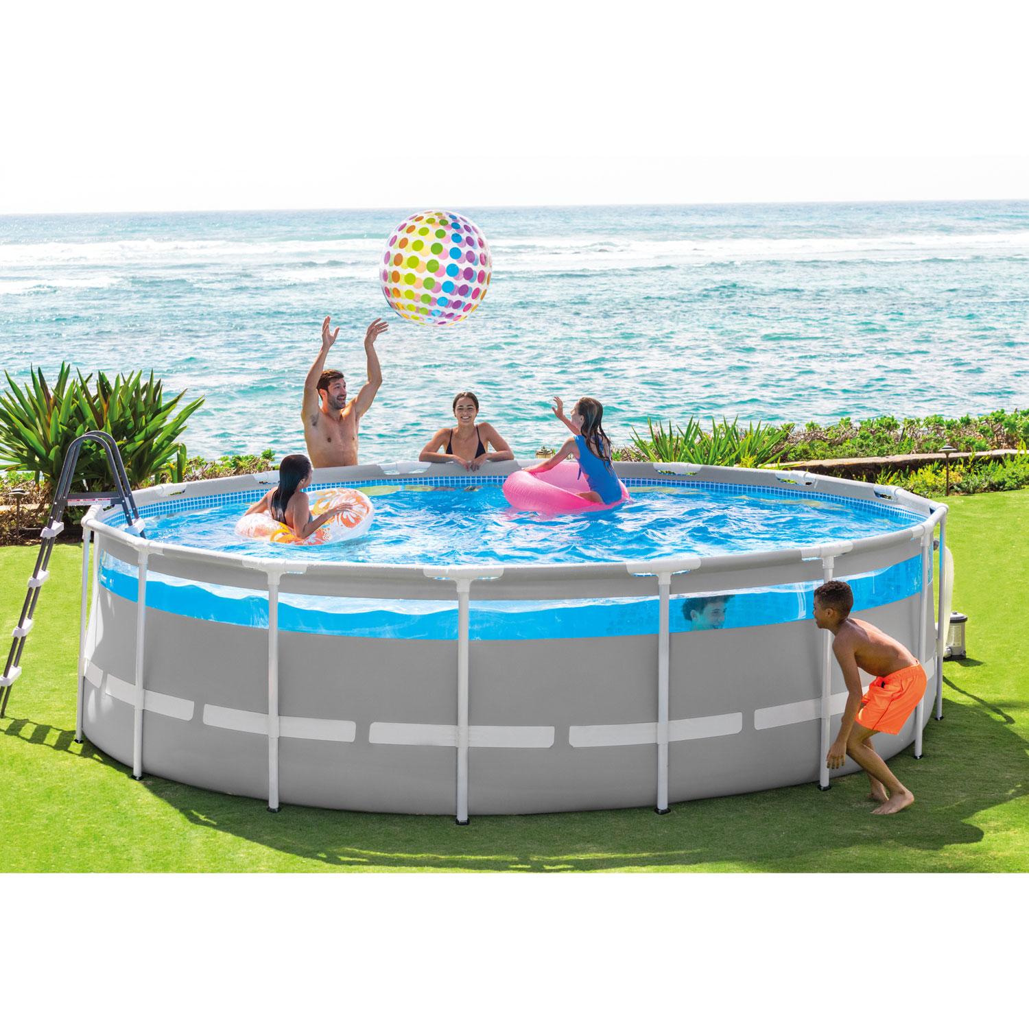 26729EH 16 Foot by 48 Inch Clearview Prism Frame Above Ground Swimming Pool with Filter Pump, Ladder, Cover, Ground Cloth