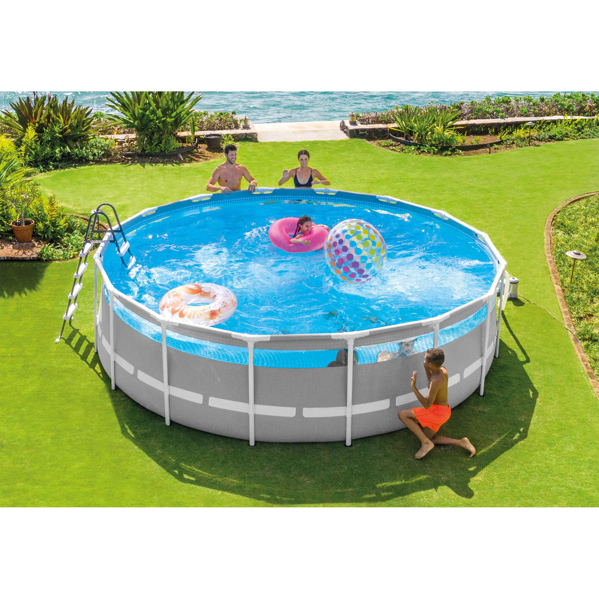 26729EH 16 Foot by 48 Inch Clearview Prism Frame Above Ground Swimming Pool with Filter Pump, Ladder, Cover, Ground Cloth