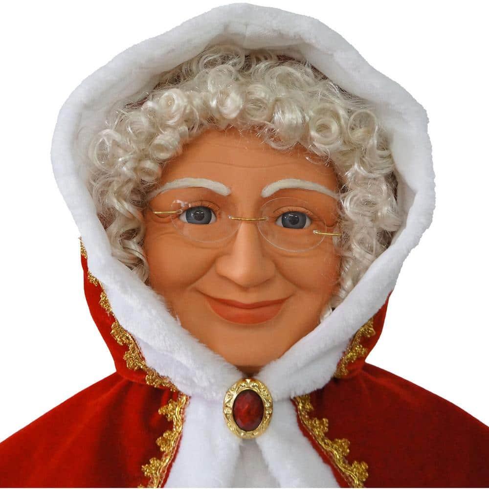 58 in. Christmas Dancing Mrs. Claus with Hooded Cloak and Lantern