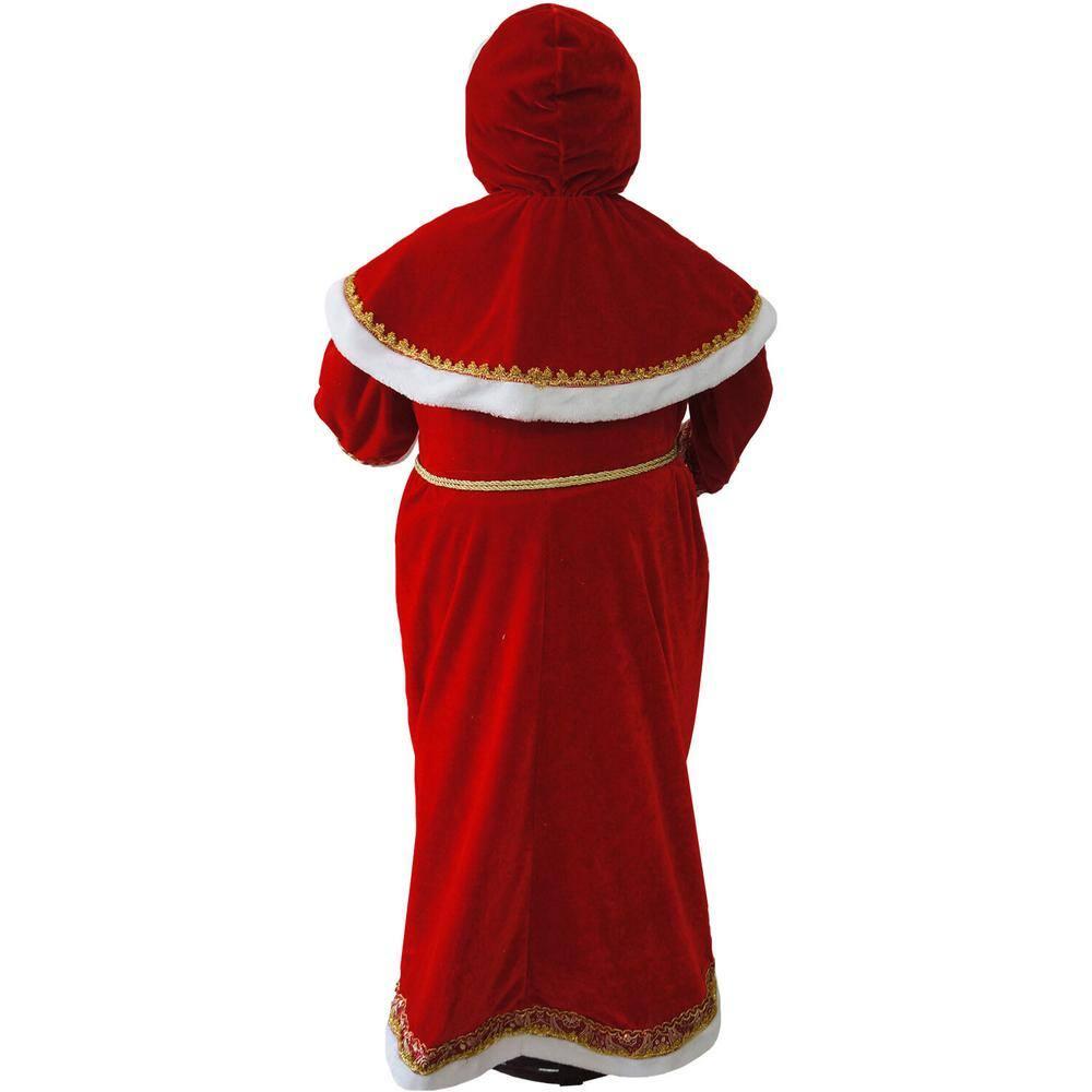 58 in. Christmas Dancing Mrs. Claus with Hooded Cloak and Lantern