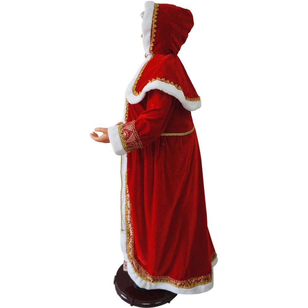 58 in. Christmas Dancing Mrs. Claus with Hooded Cloak and Lantern