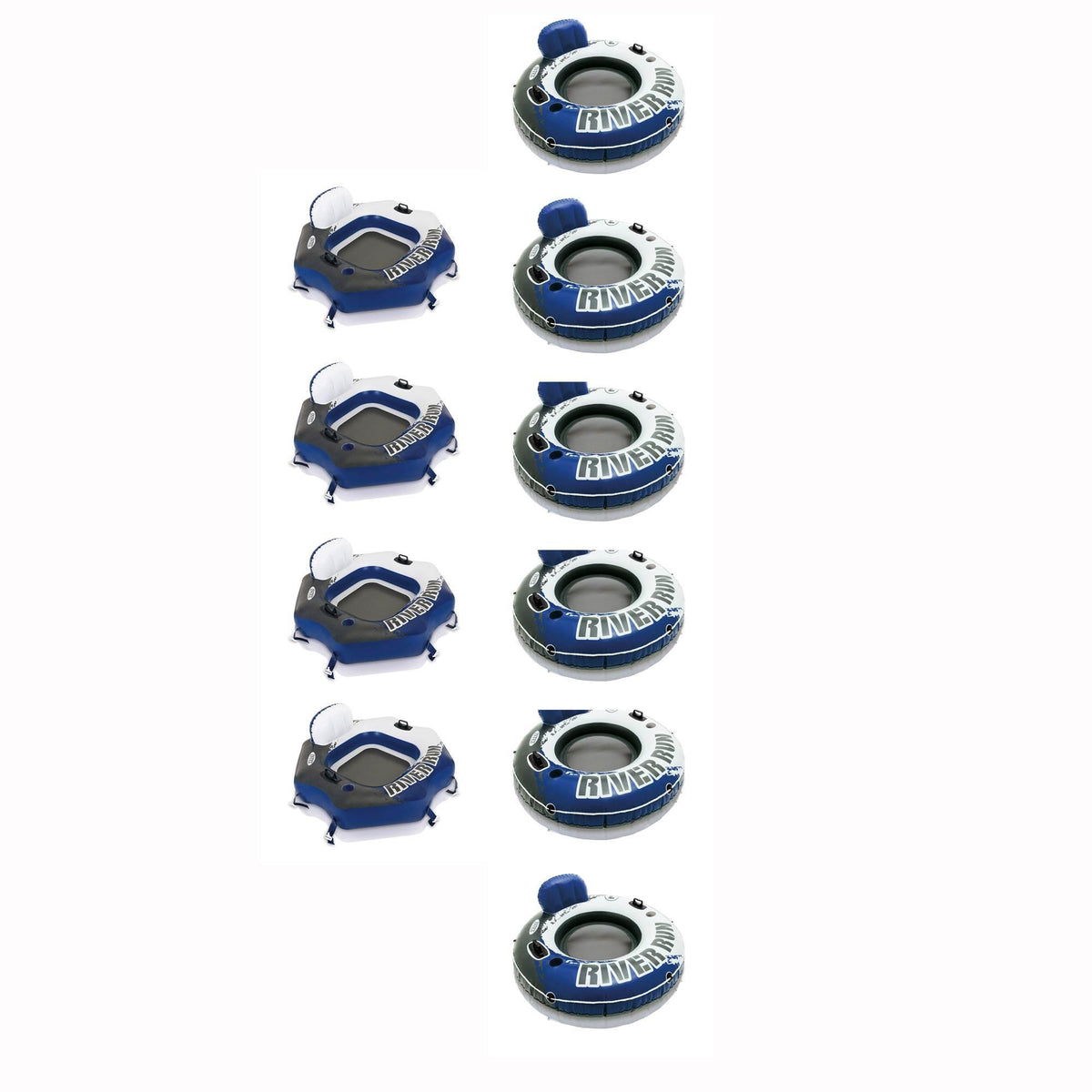 River Run 1 Person Floating Tube (6 Pack) &amp; River Run Lounge (4 Pack)