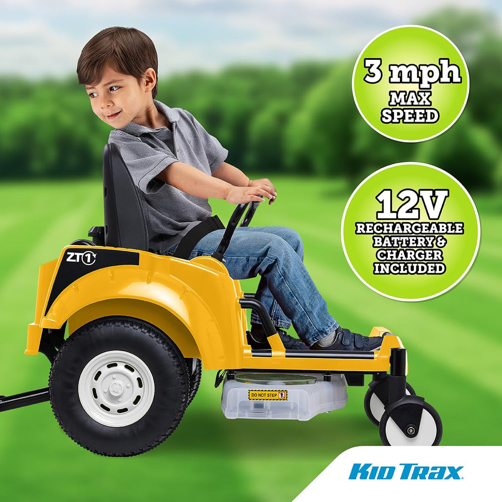 12V Zero Turn Lawn Mower Tractor Toy - Riding Lawn Mower, Outdoor Toys, Kids Electric Car, Ride On Tractor, Dual Handle, Twist and Turn, Speed to 3MPH, Max Weight of 77lbs, A3-7, Yellow