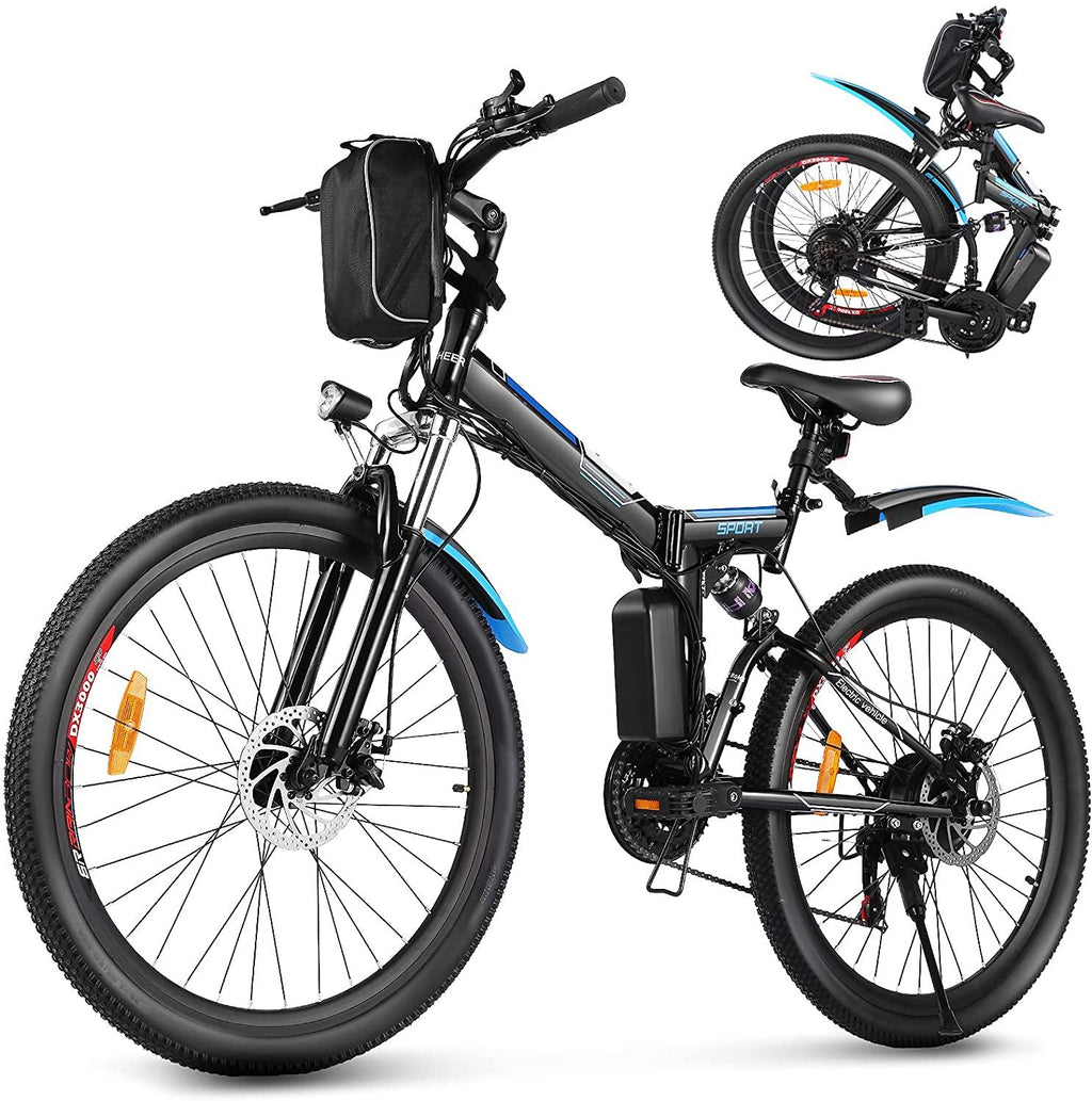 Aceshin 26'' Folding Electric Mountain Bike 250W Electric Bicycle with Removable LarCapacity Lithium-Ion Battery, Professional 21 Speed Gears