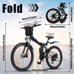 Aceshin 26'' Folding Electric Mountain Bike 250W Electric Bicycle with Removable LarCapacity Lithium-Ion Battery, Professional 21 Speed Gears